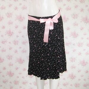 Dressbarn Black Micro Floral Ruffle Skirt Size L